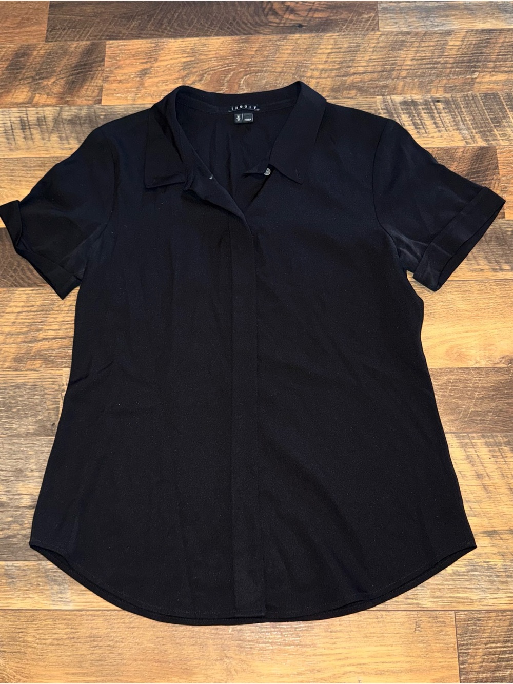 Theory Black Short-Sleeve Button-Down Shirt